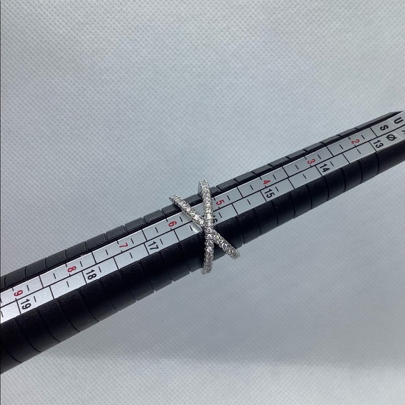 Stamped S925 White Topaz Criss Cross Ring - Picture 4 of 4